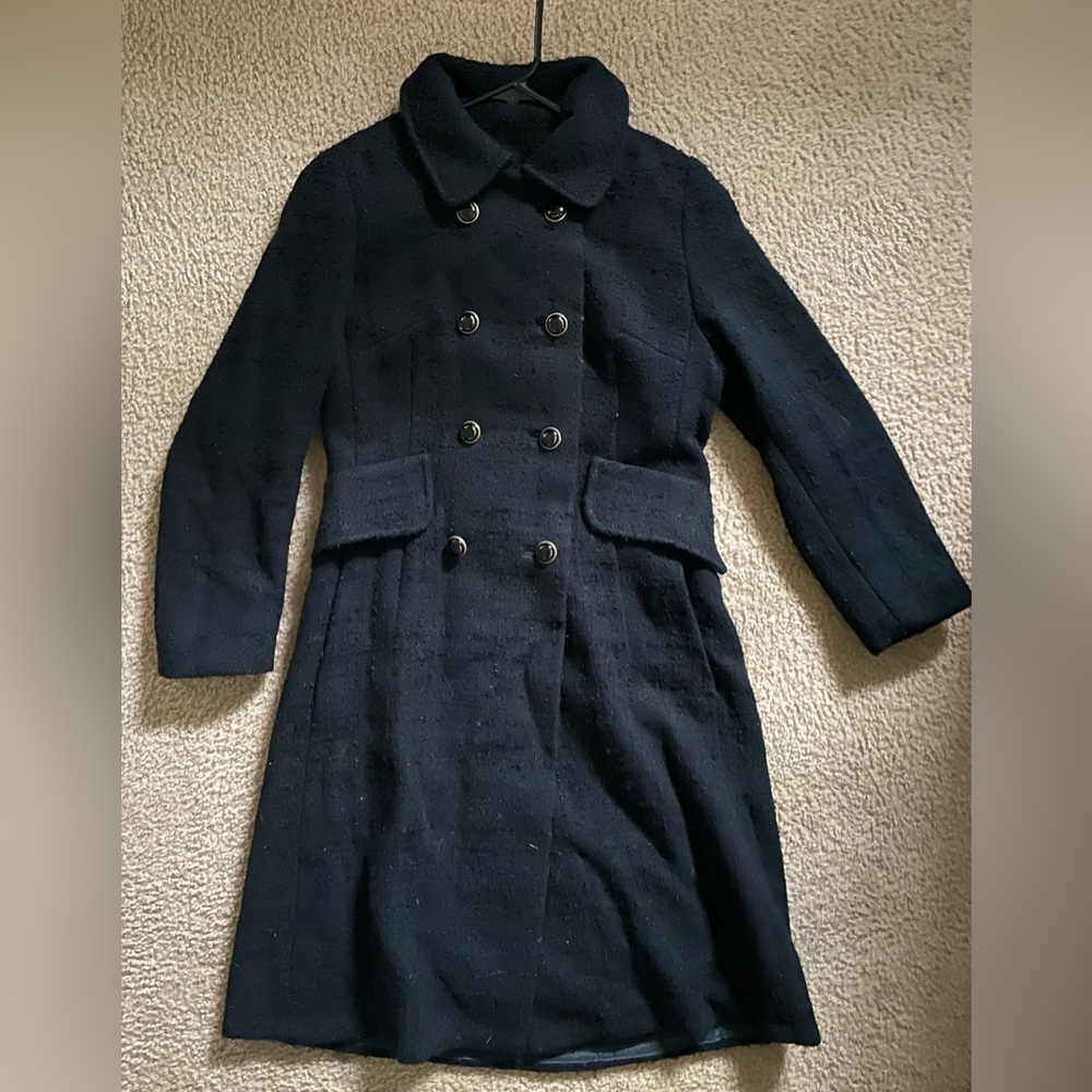 Elegant Vintage Black Double-Breasted Coat Sz Sm